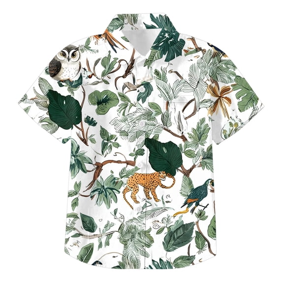 Toddler Graphic Tees Funny Boys Hawaiian Shirt Cool Summer Hawaii Shirts Casual Short Sleeve Button Down Aloha Beach Tee Tops 2-13 Years