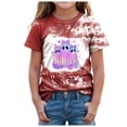 thumbnail image 1 of Toddler Graphic Tees Girls Halloween Toddler Girl Tees Halloween T-Shirts for Toddler Girls Short Sleeve Crew Neck Flower Ghost Pumpkin Bowknot Tees Tops Size 7-8 Years,Brick Red, 1 of 4