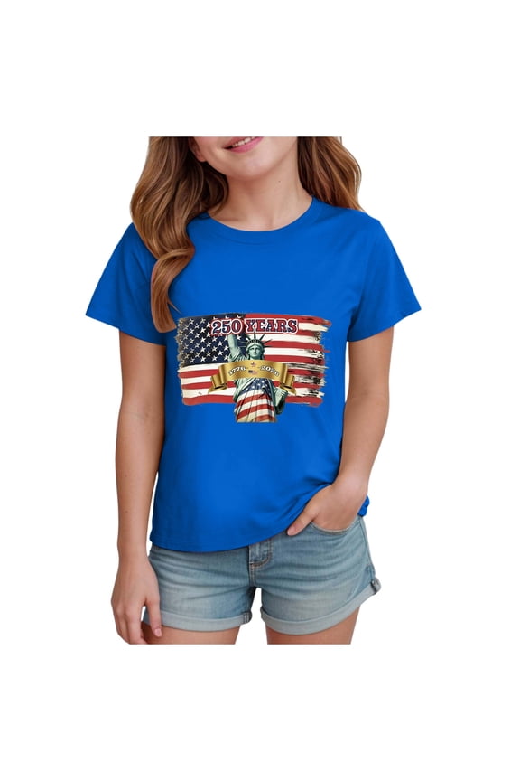 Toddler Graphic Tees Tops Toddler Memorial Day Shirt for Kids Boys Girls Patriotic T-Shirts Tops American Flag Tee Short Sleeve 1-14 Years