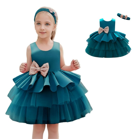 Toddler Green Dress for Girls Ruffle Baby Girl Tulle Dress Girls Special Occasion Dress Dresses for Teens 18-24 M