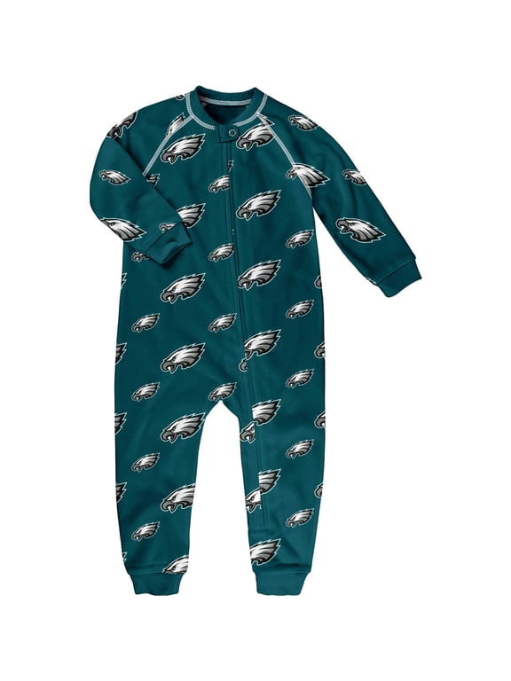Toddler Green Philadelphia Eagles Allover Print Raglan Full-Zip Jumper