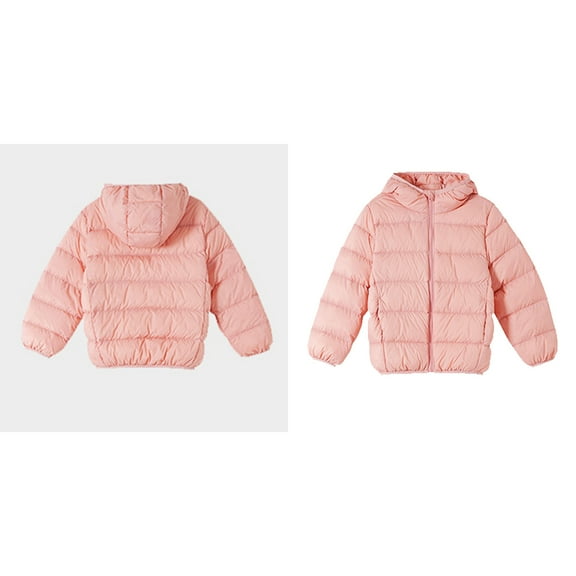 Toddler Grils Winter Coat,Toddler Puffer Coat with Pocket Zipper Girls Pink Jacket Solid Color Long Sleeve Toddler Jacket Girls Winter Clothes Size 18-24 Months