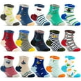 thumbnail image 1 of Toddler Grip Socks 15 Pairs, Kids Boys Non Slip Cartoon Crew Socks with Grips 1-7 Years, 1 of 7