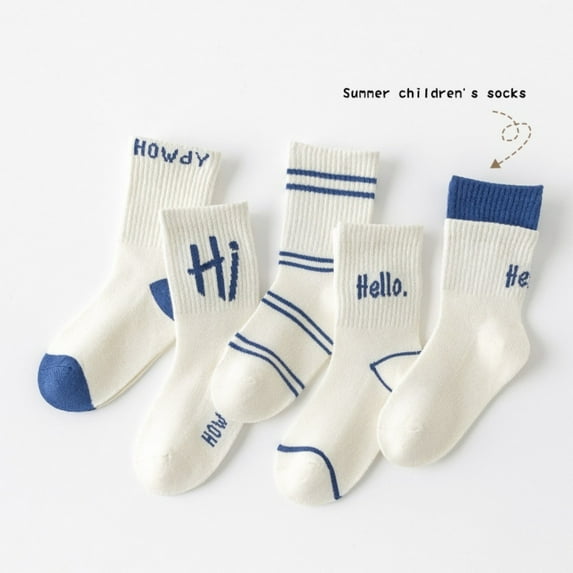 Toddler Grip Socks for Boys 5 Pairs Non Baby Boy Sock with Grippers 1-7 Years Anti Skid Kids Crew Socks