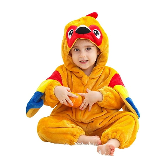 Toddler Halloween Animal Onesies Long Sleeves Cute Flannel Jumpsuit Hoodie Kids Dress Up Clothes Role-Play Party Yellow, 31 M