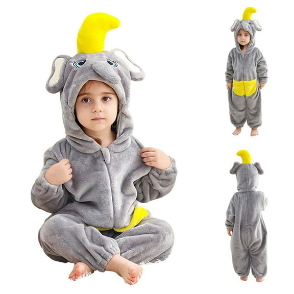 Toddler Halloween Christmas Outfits Unisex Baby Animal Romper Infant's Zip Up Hooded Costume Jumpsuit Kids Animal Costume