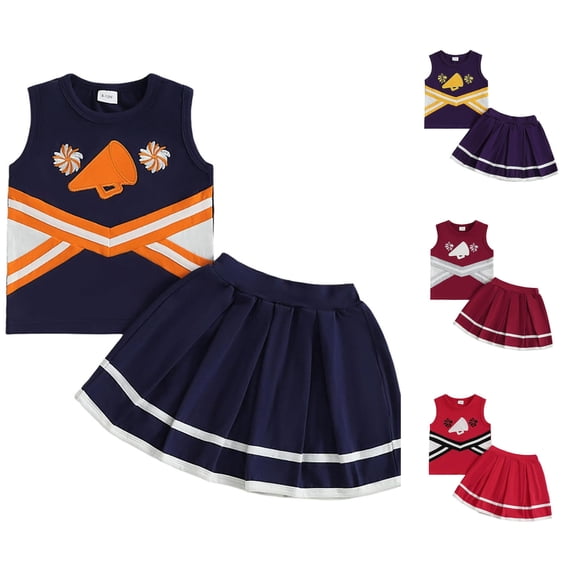 Toddler Halloween Clothes Girls Outfits Set for Little Cheerleader Style Skirts and Top for Summer for School and Outdoors for 0-4 Years Girls 6-12 Months