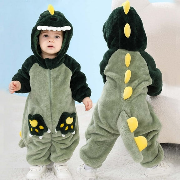 Toddler Halloween Adorable Dinosaur for Toddler Hooded Romper Jumpsuit Autumn Winter Homewear Toddler Christmas Halloween Outfit