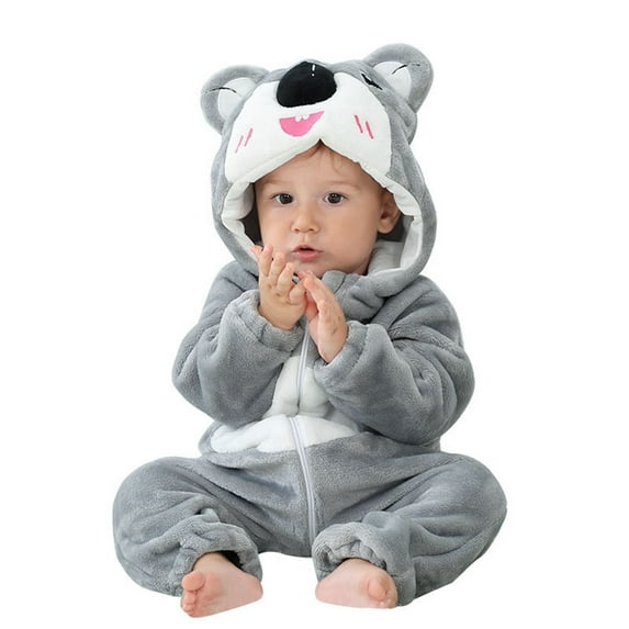 Toddler Halloween Cartoon Hooded Romper Jumpsuit Autumn Winter Romper Toddler Boys Christmas Outfit
