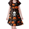 thumbnail image 1 of Toddler Halloween Dress Flutter Sleeve Printed Girls Casual Dress For Halloween Daily Party Wear Breathable Polyester Fabric, 1 of 4