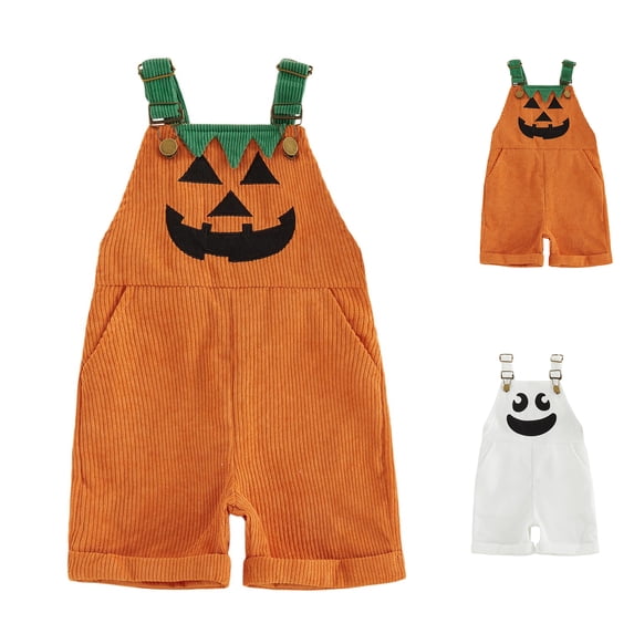 Toddler Halloween Outfit Pumpkin Ghost Boys Girls Overalls Fall clothes Halloween Orange 100
