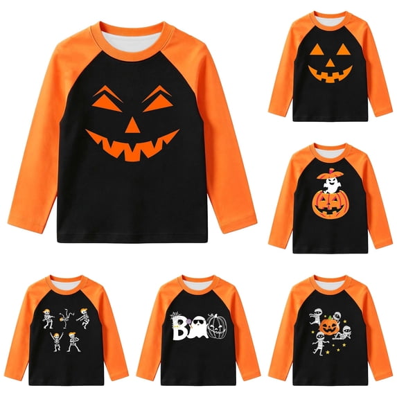 Toddler Halloween Shirts Crewneck Long Sleeve Graphic T-Shirts Halloween Outfits for Boys Girls 2-3 Years