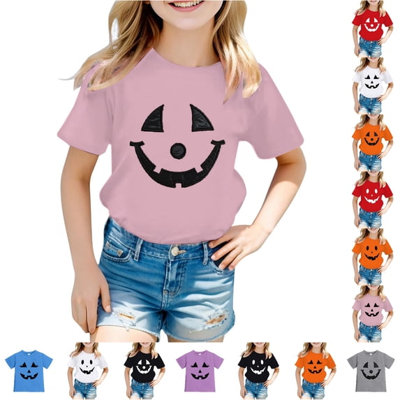 Toddler Halloween Shirts Crewneck Short Sleeve Graphic Tee Shirts Baby Boy Girl Outfit 2-3 Years
