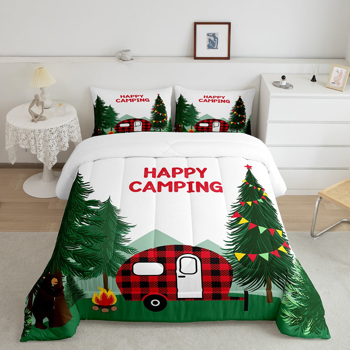 Toddler Happy Camping Comforter Set for Youth Teenagers Children