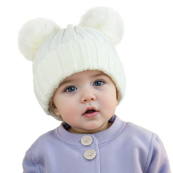 Toddler Hat Baby Winter Knitted Hat With Pompom & Warm Lined - Thick Soft Yarn Cap,Warm Thermal for Cold Weather,Stylish Headwear for Outdoor Activities,Size:One Size