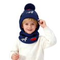 thumbnail image 1 of Toddler Hat and Glove Set Unisex Toddler Winter Warm Knitted Cap and Lined Neck Warmer Printed Soft Cold Weather Gear for Boys and Girls Navy 2 Years-6 Years, 1 of 5