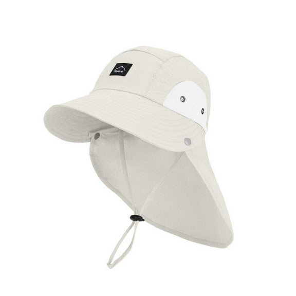 Toddler Hat,Summer Children's Hat for Boys And Girls Sunscreen Wide Brim Bucket Hat With Neck Fisherman Hat for Ages 4 10+,Kids Hats,Khaki,One Size