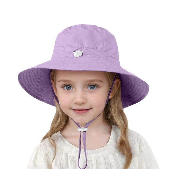 Toddler Hat,Toddler Kids' Wide Brim Bucket Hat UPF 50+ Solid Color Sun Hat for Beach & Summer Outdoor,Kids Hats,Purple,7-10 Years
