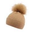 thumbnail image 1 of Toddler Hat Winter Knitted Hat With Pompom & Warm Lined - Thick Soft Yarn Cap,Warm Thermal for Cold Weather,Stylish Headwear for Outdoor Activities,Size:1-2 Years, 1 of 3