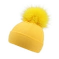 thumbnail image 1 of Toddler Hat Winter Knitted Hat With Pompom & Warm Lined - Thick Soft Yarn Cap,Warm Thermal for Cold Weather,Stylish Headwear for Outdoor Activities,Size:1-2 Years, 1 of 3