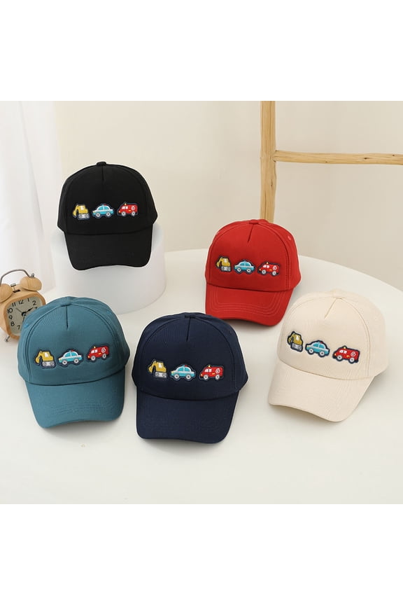 Toddler Hats Kids Three Cars Embroidery Baseball Cap Cartoon Children Black One Size