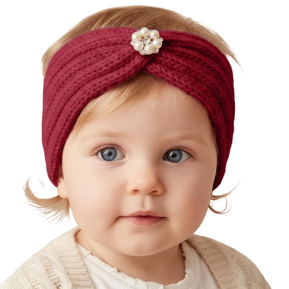 Toddler Headband Winter Girls Soft Knitted Headband Stretchy Lined Ear Warmer Head Wrap Elastic Bandana Cozy Warm Cold Weather Accessory Girls Headbands Watermelon Red One Size