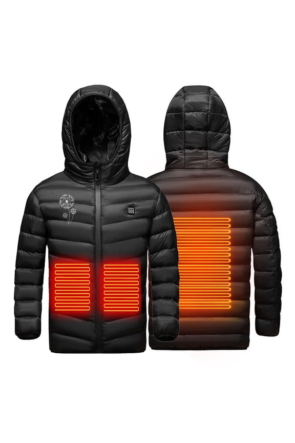 Toddler Heated Jacket Coats USB Intelligent Constant Temperature Heated Jacket Coat for Kids Winter Outdoor Soft Shell Smart Electric 2 Heated Windproof Coat Waistcoat Down Jacket for 4-15Years Gifts