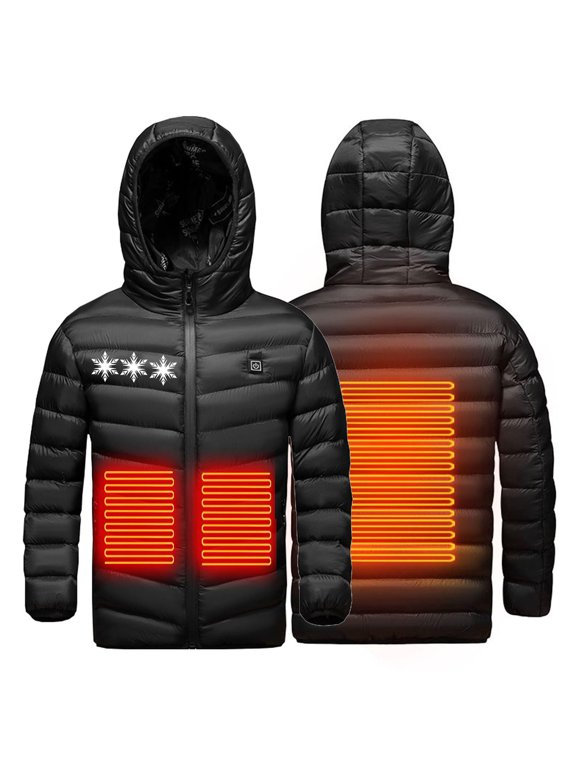 Toddler Heated Jacket Coats USB Intelligent Constant Temperature Heated Jacket Coat for Kids Winter Outdoor Soft Shell Smart Electric 2 Heated Windproof Coat Waistcoat Down Jacket for 4-15Years Gifts