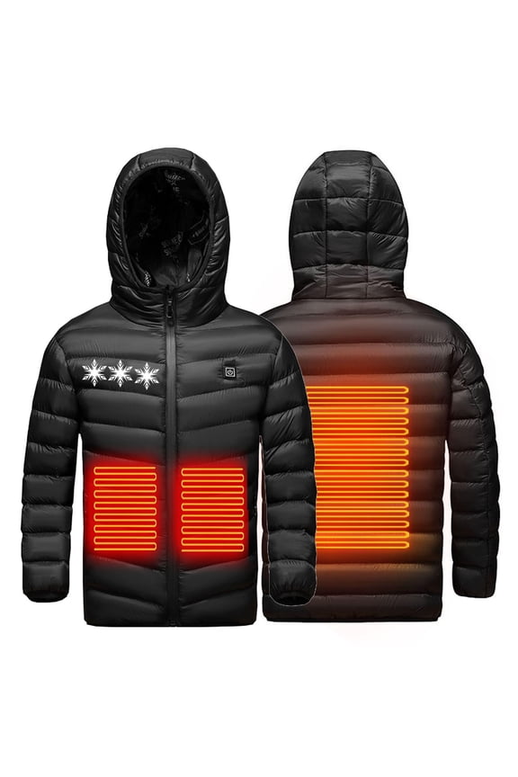 Toddler Heated Jacket Coats USB Intelligent Constant Temperature Heated Jacket Coat for Kids Winter Outdoor Soft Shell Smart Electric 2 Heated Windproof Coat Waistcoat Down Jacket for 4-15Years Gifts