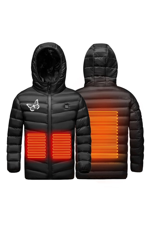 Kids Heated Jacket USB Intelligent Constant Temperature Heated Coat for Boys and Girls Outdoor Soft Shell Smart Electric Coat 2 Heating Zone Waistcoat Down Heated Jacket for 4-15Years Old Gifts