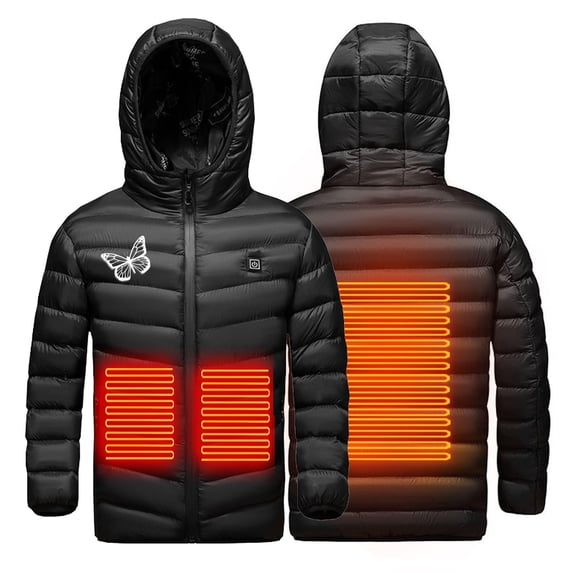 KBODIU Kids Heated Jacket USB Intelligent Constant Temperature Heated Coat for Boys and Girls Outdoor Soft Shell Smart Electric Coat 2 Heating Zone Waistcoat Down Heated Jacket for 4-15Years Old Gifts