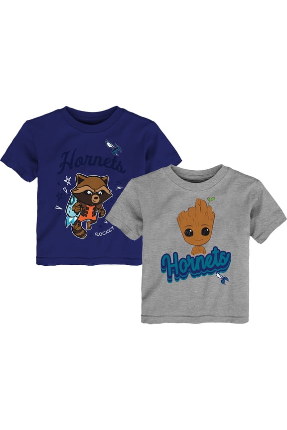 Toddler Heather Gray Charlotte Hornets Two-Piece Guardians Of The Galaxy T-Shirt Set