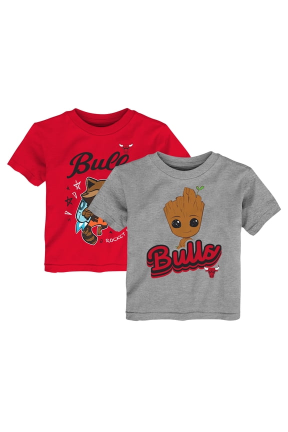 Toddler Heather Gray Chicago Bulls Two-Piece Guardians Of The Galaxy T-Shirt Set