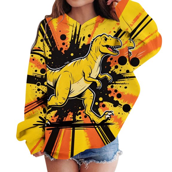 Toddler Hoddies Dinosaur Print Hoodies Long Sleeve Casual Basic Pullover Sweatshirt Hoodie 2-3 Years Old Boy Clothes for School