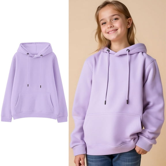 Toddler Hoddies Kids Purple Hooded Casual Long Sleeve Hoodie Sweatershirt Pullover Fall Clothes Size 2-3 Years Girls Clothes