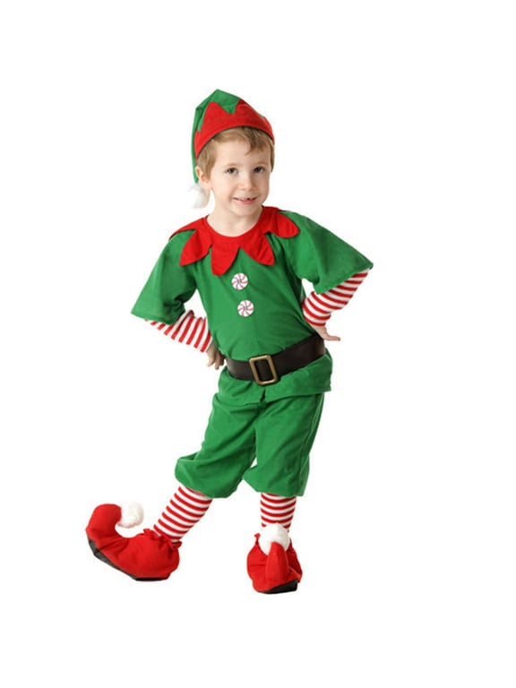 Toddler Holiday Elf Outfits Boys Girls Xmas Holiday Santa's Helper Dress Up Sets