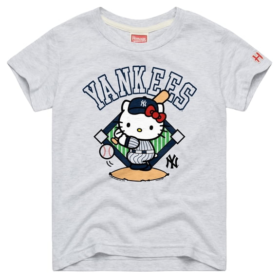 Toddler Homage Ash New York Yankees Hello Kitty x MLB Tri-Blend T-Shirt