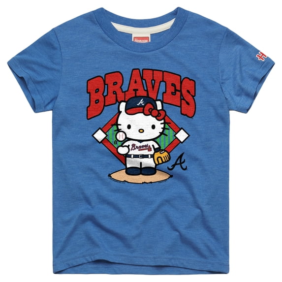 Toddler Homage Royal Atlanta Braves Hello Kitty x MLB Tri-Blend T-Shirt
