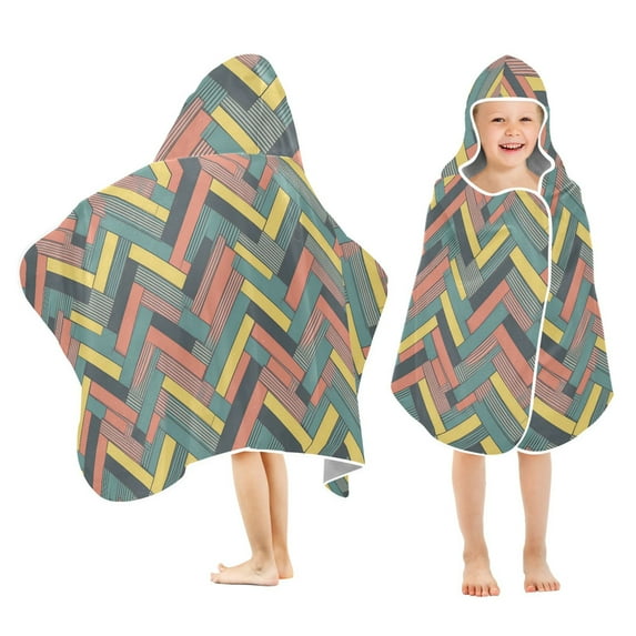Toddler Hooded Beach Towel 24x50 Kids Bath Towels Soft Quick Dry for Swim Pool Boys Girls Colorful Strip