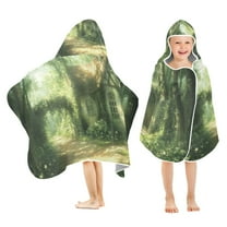 Toddler Hooded Beach Towel 24x50 Kids Bath Towels Soft Quick Dry for Swim Pool Boys Girls House in Forest