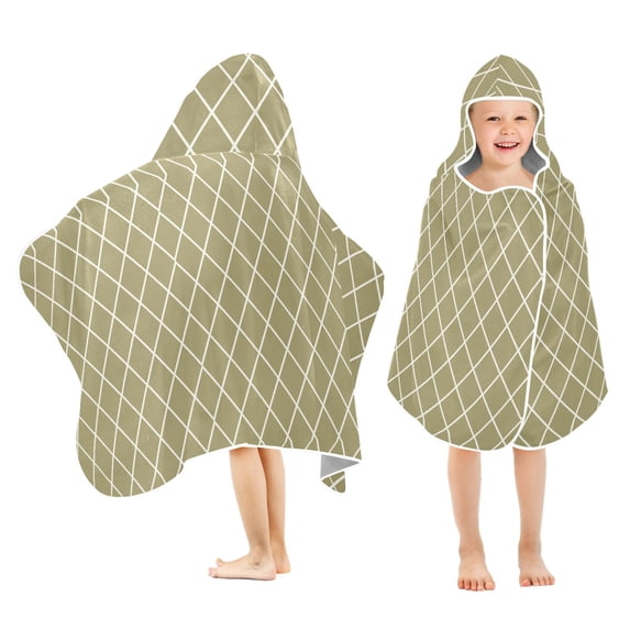 Toddler Hooded Beach Towel 24x50 Kids Bath Towels Soft Quick Dry for Swim Pool Boys Girls Olive Brown Block