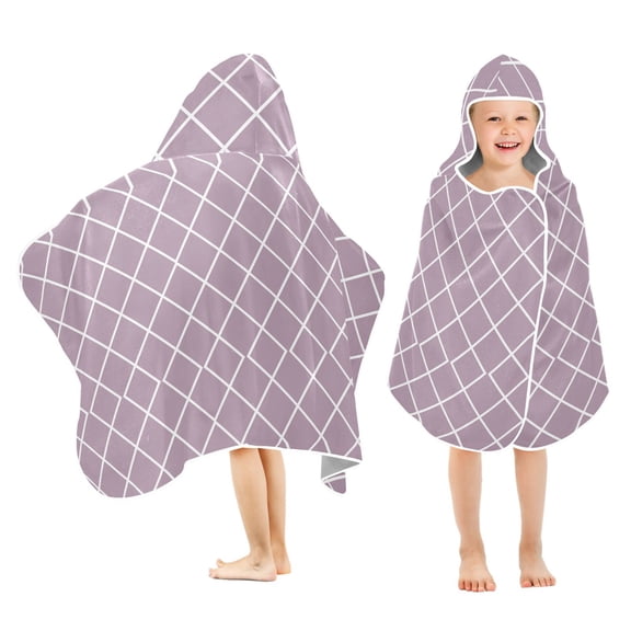 Toddler Hooded Beach Towel 24x50 Kids Bath Towels Soft Quick Dry for Swim Pool Boys Girls Pale Mauve Block