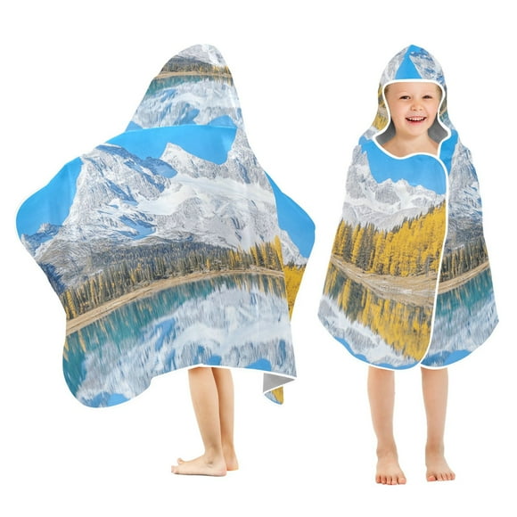 Toddler Hooded Beach Towel 24x50 Kids Bath Towels Soft Quick Dry for Swim Pool Boys Girls Snow-capped Mountains Reflecting in Lake
