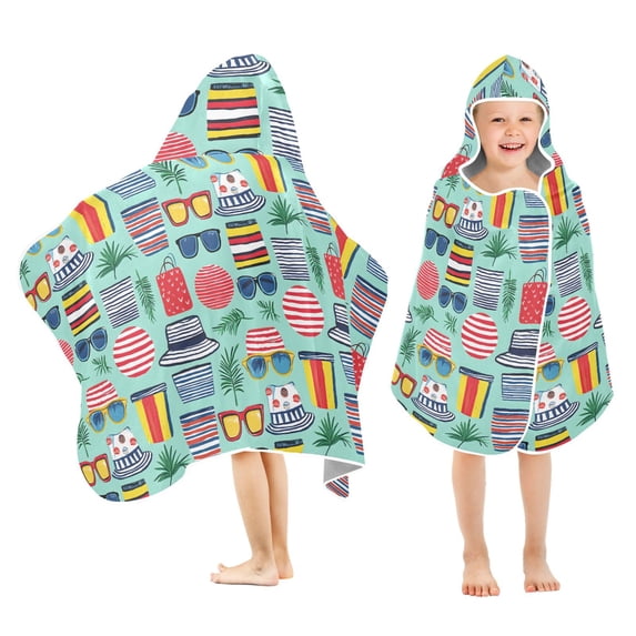 Toddler Hooded Beach Towel 24x50 Kids Bath Towels Soft Quick Dry for Swim Pool Boys Girls Summer Sunglasses Hats Bags