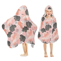 Toddler Hooded Beach Towel 24x50 Kids Bath Towels Soft Quick Dry for Swim Pool Boys Girls Trendy Hand Drawn Shells