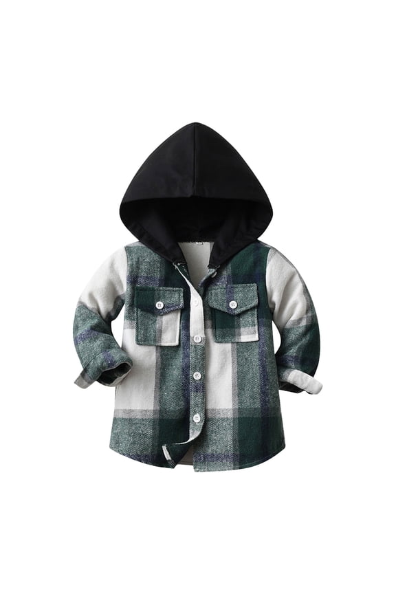 Toddler Hooded Plaid Flannel Shirt Jacket, Plaid Flannel Toddler Shirt Toddler Kids Plaid Outwear Warm Toddler Flannel Shirt Toddler Plaid Hooded Jacket Hooded Button Down T, E 90