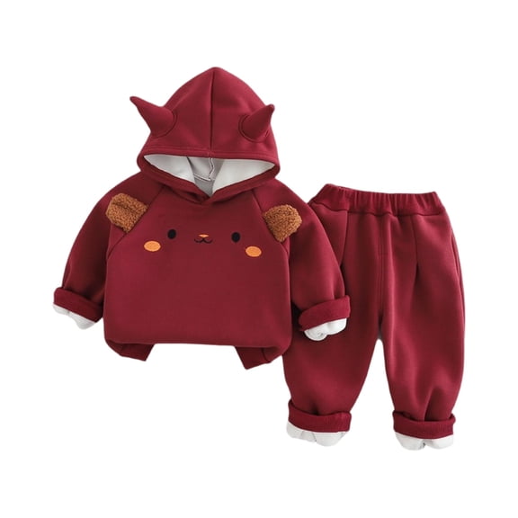 Toddler Hooded Sweatshirt and Pants Set Long Sleeve Pullover Top with Animal Ears and Elastic Waistband Bottoms Outfit for Kids