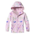 thumbnail image 1 of Toddler Hooded Windproof Jackets Girls Fashion Floral Print Zipper Jackets Children's Winter Long Sleeve Waterproof Windbreaker Casual Coats Outwears, 1 of 7