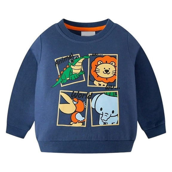 Toddler Hoodie Animals Hoodies Boys Sweatshirts Winter Pullover Long Sleeve Kids Sweatshirts Blue 1 Years-2 Years