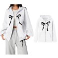 thumbnail image 1 of Toddler Hoodie Bowknot Printed Long Sleeve Zip up Hoodies with Pockets Fall Clothes Outerwear Outfit Girls Clothes 4-5 Years, 1 of 4